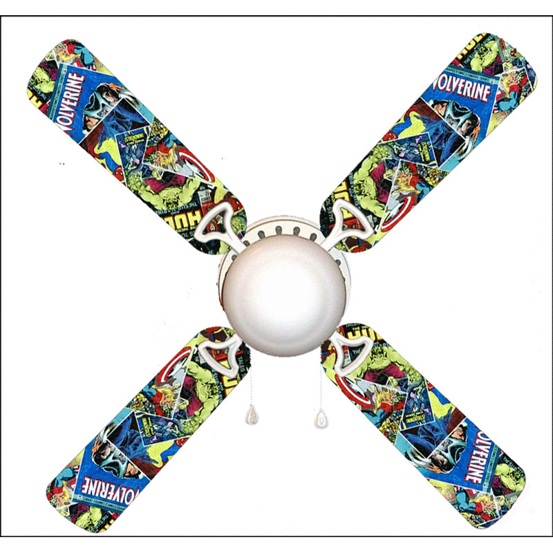 888 Cool Fans 42" 4 - Blade Flush Mount Ceiling Fan with Pull Chain and